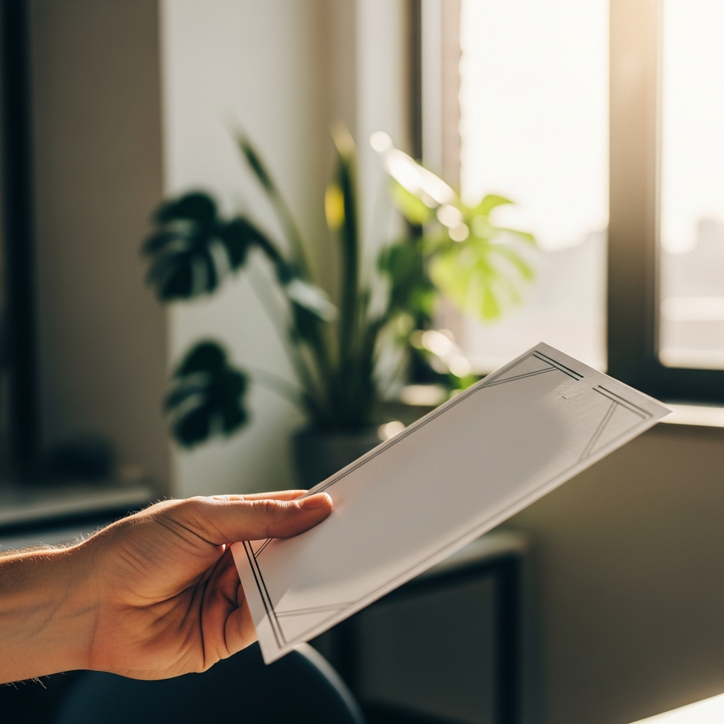 Enphase Battery Installers Brisbane - A close-up shot of a hand holding a stylized (unbranded) award or certificate, perhaps a framed print, with sunlight streaming through a nearby window. The focus is on the importance of recognition and achievement.